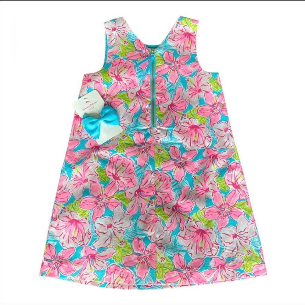 NEW Tommy Bahama Kids Pink Blue Floral Dress 5 & 8 - Picture 2 of 9